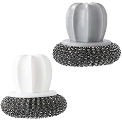 Estropajo Para Sartenes BESTonZON 2 Uds. de Olla Y Estropajo con Mango Estropajo con Mango Estropajos de Acero Cepillo de Limpieza de Sartenes