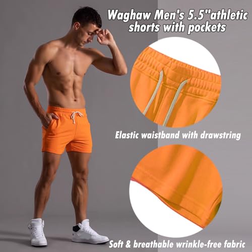 Image of Men 5.5 /7 Inch Cotton Sweat Shorts Men Cotton Workout Short with Pockets