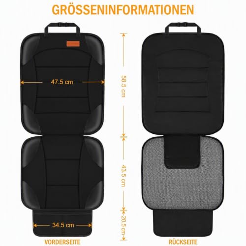 Siivton Kindersitzunterlage, Autositzschoner für Leder- und Stoffsitze, mit 2 Netztaschen, Rutschfester Unterseite… – Ansicht 2