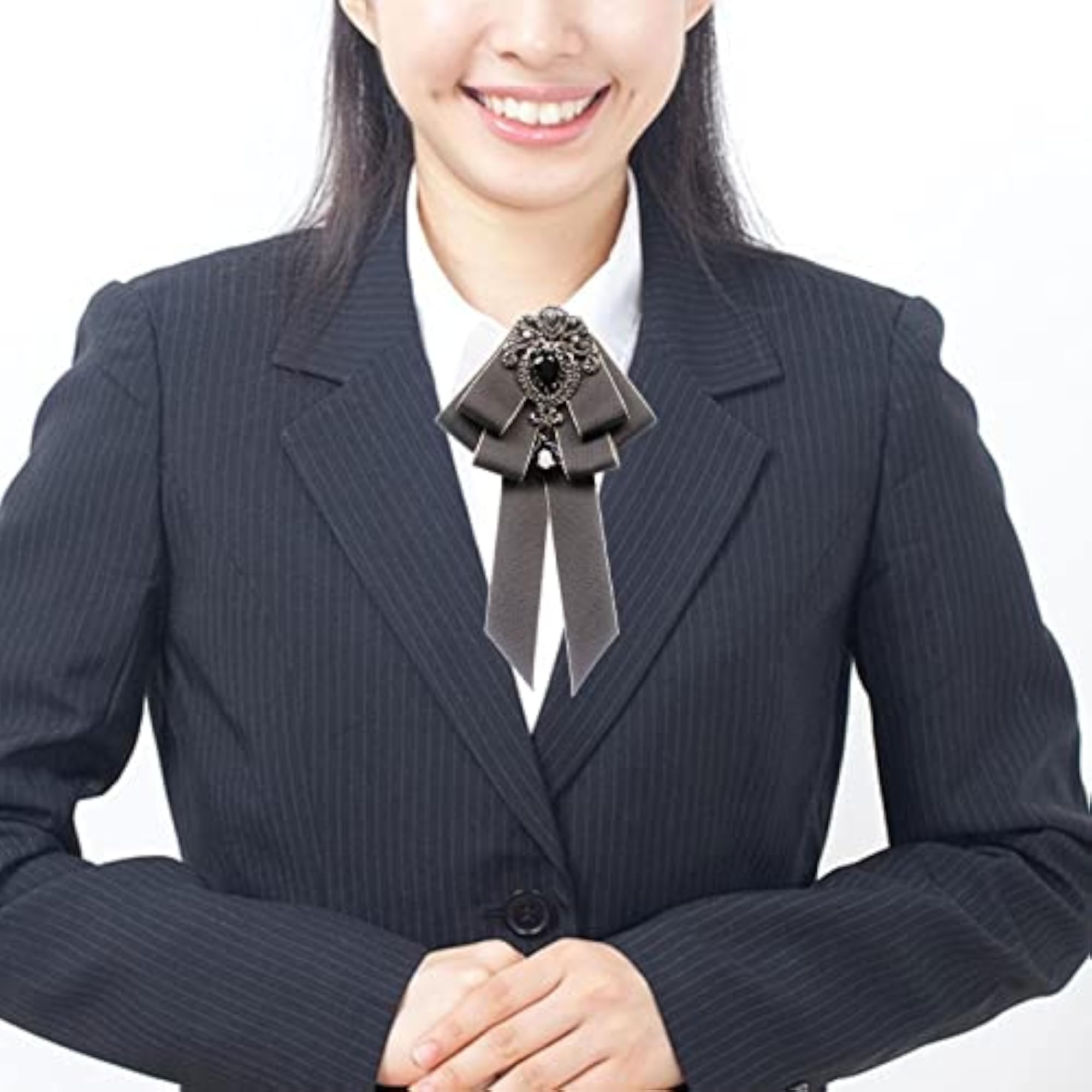Pre Tied Bow Tie Adjustable Length Formal Brooch Pin