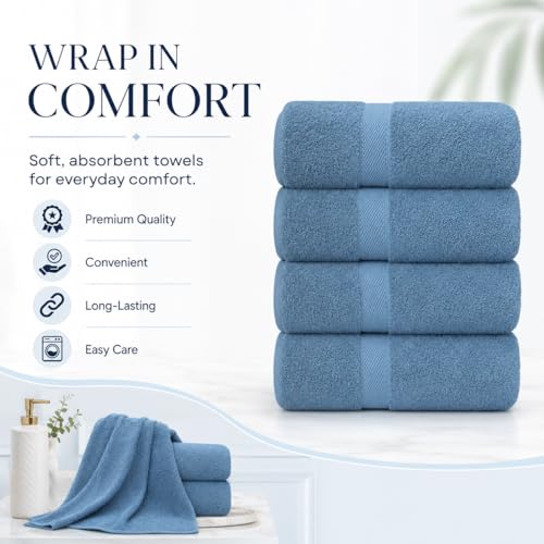 Image of Sulfar 100% Combed Cotton, Quick Drying Highly Absorbent, Luxury Hand Towel Set (Pack of 4, 40 X 70 cm) Dark Blue