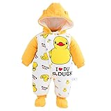 Material: 100% Baumwolle Vine Baby Strampler Overall Winterjacke Onesie Unisex Cartoon Baby Strampelanzug mit Kapuze, 6-9Monate