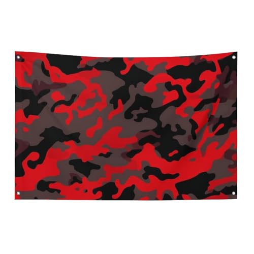 Drapeau de jardin saisonnier camouflage rouge pour structurer et embellir un espace extérieur uni