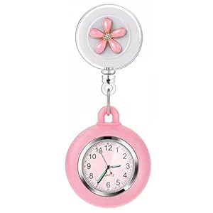 3X Retractable Nurse Watch for Nurses Doctors, Clip-on Hanging Lapel Nurse Watch Silicone Cover Brooch Fob Pocket Watch Badge Reel
