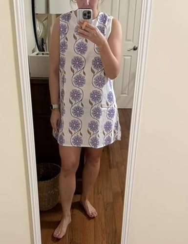Image of Womens Summer Floral Print Mini Dress Romantic Sleeveless Shift Short Dress Vacation Fairy Dresses