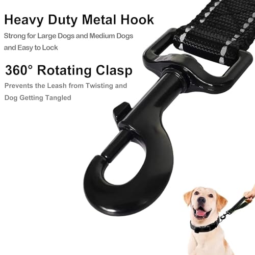 MEISO 2 Stück Hundeleine, 30cm Kurzführer Hund, Hundeleine aus Nylon mit Gepolstertem Griff, Taktische Kurze Hundeleine, Kurze Leine, für Mittelgroße Hunde Große Hunde (Schwarz + Rosenrot)