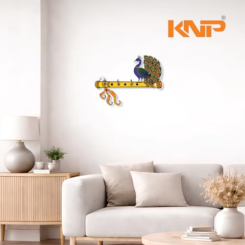 Image of KNP Art Acrylic Key Holders, Premium HD UV Printed, Multipurpose Key Stand for Home, Office Decor, Weather Proof, Anti-Rust, Wall Mounted Key Holder, Cartoon Theme, (Bansuri)