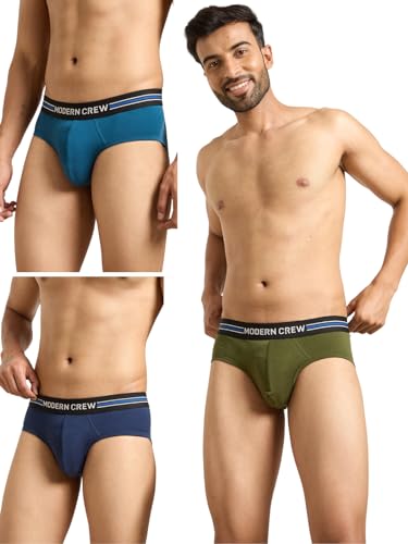 Image of Modern Crew CoolSense Cotton Briefs for Men| Super Combed Cotton with Stretch, Stay 3 Degrees Cool & Fresh, Anti-Bacterial| Microfiber Waistband