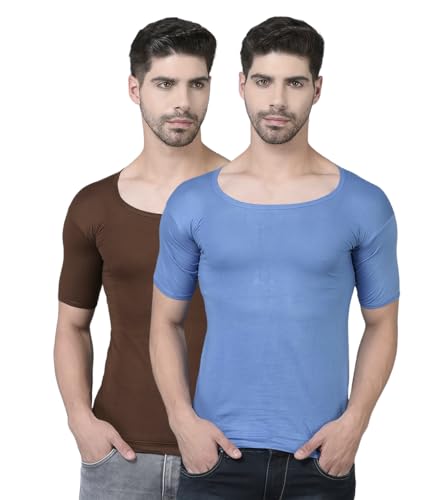 Image of Dollar Lehar Men Combed Cotton Round Neck with Sleeve Vest -Colour May Vary