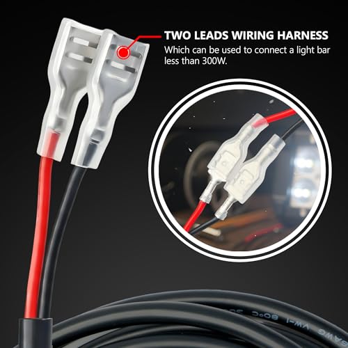Image of MADCATZ 2PCS 16 AWG 3 Feet Wiring Harness Extension Kit for LED Light Bar, Work Light, Off Road Lights, Fog Light, Boat Lighting - Plug & Play Wire Cable, Black (2 Packs)