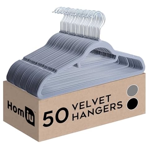Homiu Velvet Suit Hangers with Tie Bar Cover
