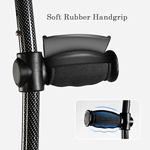 Muletas de antebrazo Plegables de Aluminio para Adultos (x2 Unidades), muletas ergonómicas de Altura Ajustable para Caminar, con amortiguadores y Bolsa de Almacenamiento (Negro)