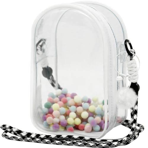 YUYAKESHI 痛バ 15cmぬいぐるみ用 外出 透明 見せバッグ ショルダー付 人形入れ ぬいポーチ PVC お出かけ キーホルダー 推し活バッグ クリア(ホワイト)