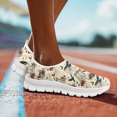 Image of Floral Sneakers for Women Colorful Art Shoes for Women Slip On Casual Work Shoes