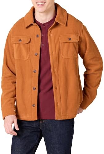 Amazon Essentials Men's Long-Sleeve Polar Fleece Shirt Jacket for Winter, Jackets