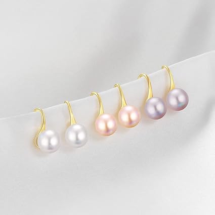 Perles Eau Douce Véritable Boucles D'oreilles Perles HUGE TOMATO - Perles Eau Douce 8mm, Champagne, Argent Sterling Stud Perle Champagne