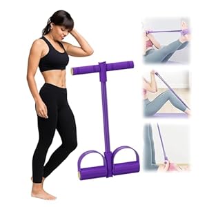 Multifunktionales Fitness-Spannseil: 6-Tubes Pedal Widerstandsband mit Fußpedalen für Bauchtraining, Rückentraining & Beintraining, Widerstandsbänder für Ganzkörpertraining Zuhause (Lila)