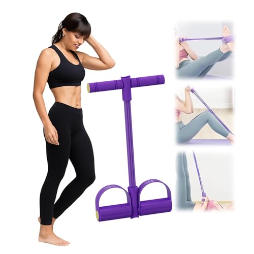 8 Tubos para Entrenador Abdominal y de Cuerda con Bandas Elásticas, Máquina de Gimnasio en Casa Multifunción para Fitness, Yoga, Pilates y Ejercicios de Rehabilitación (Púrpura)