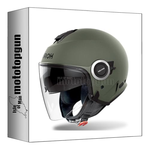 Casque jet Airoh Helyos vert militaire mat XXL pour trajets quotidiens