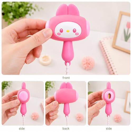 Image of HOUSELY Cute Cartoon Bunny Squeaky Squeeze Toy - Soft Silicone Kawaii Hammer with Sound | Stress Relief Fidget Toy with Beaded Strap, Portable Bag Charm for Kids & Adults, Return Gift - Pink