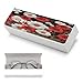 FekiLoot Red Flower And White Daisy Glasses Case PU Leather Protective Case for Sunglasses Eyeglasses with Cleaning Cloth Unisex Hard Shell Glasses Box Travel Large Glasses Case