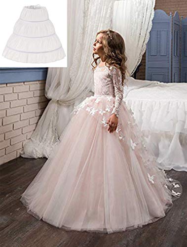 Girls' 3 Hoops Petticoat Full Slip Flower Girl Crinoline Skirt3