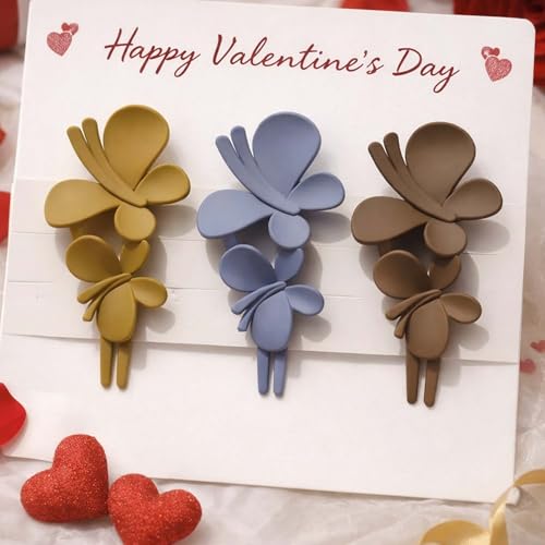 Image of Alvero Korean Matte Hair Claw Clip Set for Women & Girls, Strong Hold Stylish Hair Clips, Lightweight Non-Slip Hair Accessories for Party & Occassional Wear (1 Pc Assorted Color) (Butterfly Bliss Love)