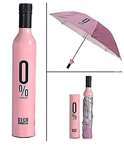 Image of Bottle Umbrella Double Layer Folding Automatic Open for Girls, Multiuse Windproof Protect- Sunlight Cold Wave Heat Wave, Dust & UV Rain Size 21 Inch with Bottle Cover for Men & Women