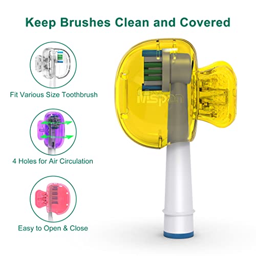 Mspan Toothbrush Head Cover Cap: Tooth Brush Protector Clip Compatible With Oral-B Philips Colgate Aquasonic - Plastic Pod Travel Case - 4 Packs #TOP2
