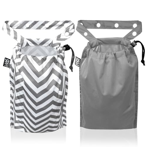 Image of 2 Pack Leakproof Car Trash Bags Detachable Waterproof Garbage Bags with Drawstring Hanging Organizer for Back Seat & Travel Grey