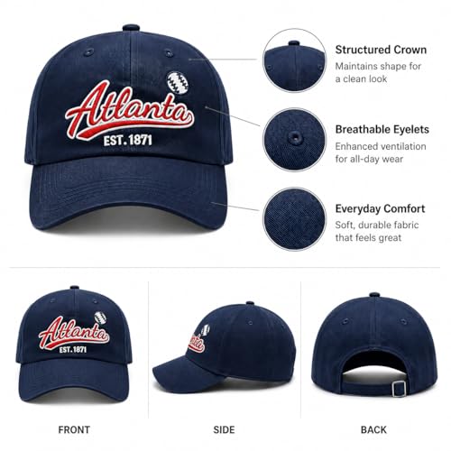 Image of Classic Vintage Embroidered Fashionable Baseball Cap for Men Women Teenager Cap City Hat Adjustable with Gift Box