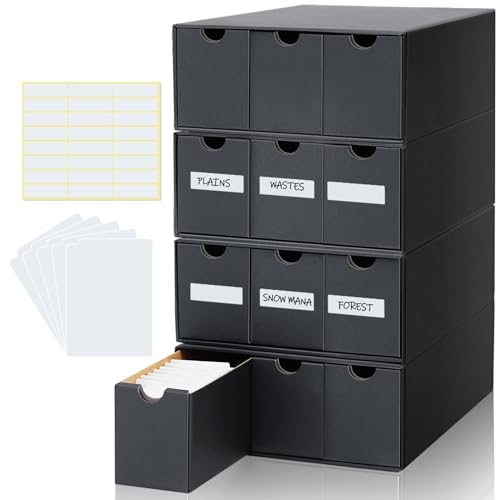 Cholemy Trading Card Storage Box Card Organizer, 4 Row, 3 in A Row, Black