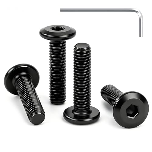 GUNGY 25 Piezas Tornillos de Cabeza Plana M4 x 20 mm Negro Tornillos Allen Cabeza Hexagonal de Acero Inoxidable A2 V2A Perno de Muebles con Llave Rosca Completa