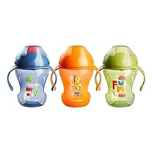 Tommee Tippee 8oz Trainer Sippee Cups with Handles for Babies and Toddlers, Spill-Proof, BPA Free, Blue, Orange and Green, Pack of 3