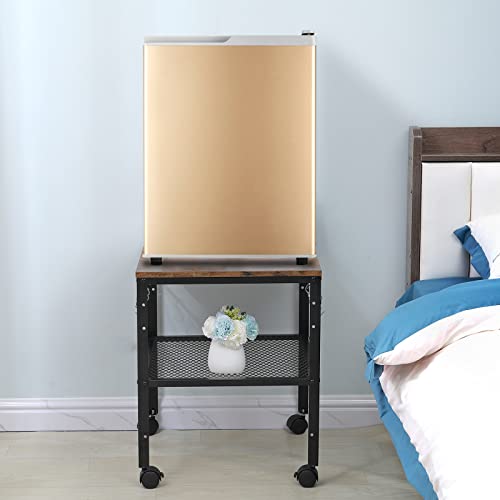 Rustic End Table, 2-Tier Side Table with Adjustable Height Shelf, 19.7