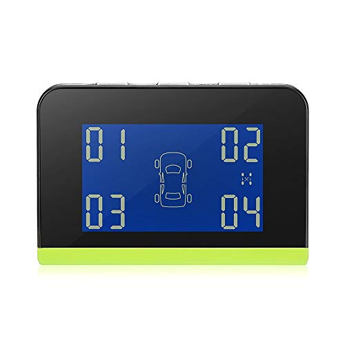Solar Power USB TPMS Car Tire Pressure Monitoring System 4 External Internal System Car Alarm Tire Pressure Sensors Car Tire Pressure Sensor(Internal Sensors)(External Sensors)