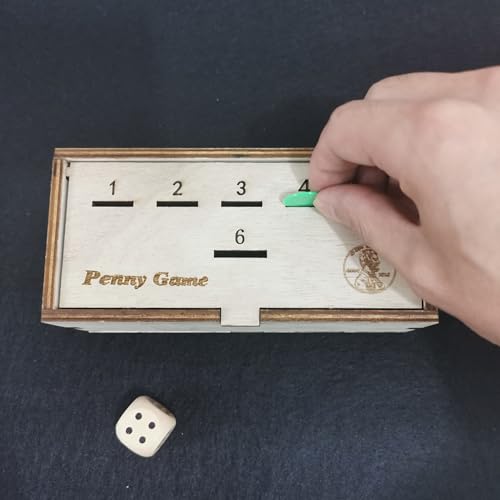 Penny Game juego de mesa de dados madera para 2-6 jugadores miniatura 5