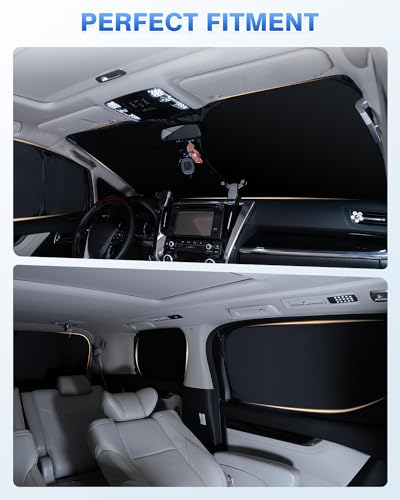 Image of Canvcle Sunshades for Honda Pilot 2016-2022 Accessories Windshield Sun Shade Side Rear Window Shade Cover Sun Visor Shield Privacy Protection Keep Vehicle Cool Black 8PCS