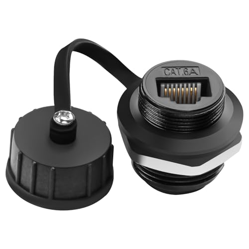 QIANRENON Cat6a RJ45 Waterproof Network Adapter, RJ45 8P8C Female to Female Panel Mount, Waterproof Ethernet Connector, Shielded, Outdoor Network