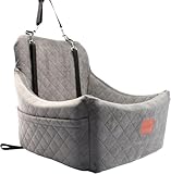 WOOAIDAGG Dog Car Seat for Medium Sized Dog,Pet Travel Car Bed with Seat Belt Channle,Fully Detachable and Washable Car Dog Seat with Adjustable Straps,3 Straps Easy to Install (Grey)