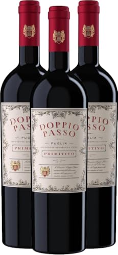 Doppio Passo Primitivo Puglia IGT CVCB Rotwein 3 x 0 75l VINELLO - 3 x Weinpaket inkl. kostenlosem VINELLO.weinausgießer