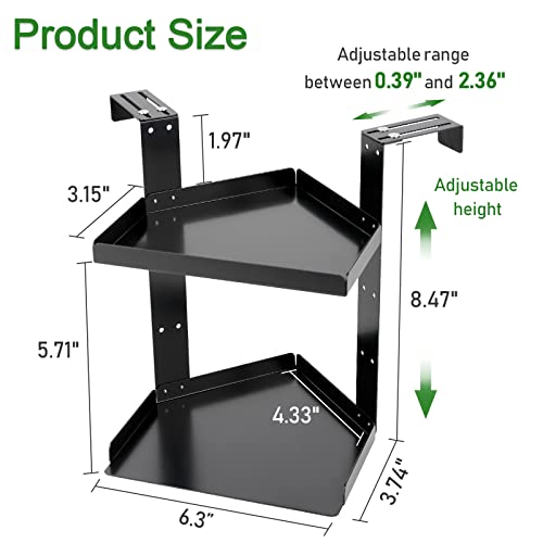 Olpchee Office Cubicle Shelf Cubicle Storage Organizer Cubicle Accessories Height Adjustable Cubicle Corner Shelf With Adjustable Hooks (Black, Double Layer) #TOP1