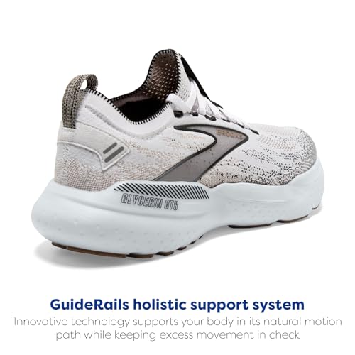 Brooks Women’s Glycerin Stealthfit GTS 21 Supportive Running Shoe - White/Grey/Black - 11 Medium