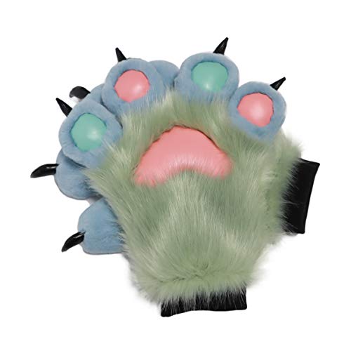 Furryvalley Fursuit Paws Furry Partial Cosplay Fluffy Claw Gloves Costume Lion Bear Props for Kids Adults (Candy Mix Color)
