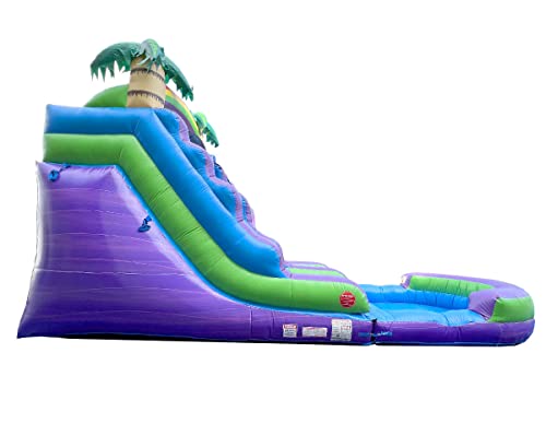Inflatable Water Slides For Kids - Backyard Inflatable Water Slides With Splash Pool - Purple Marble Slide With Water Pool Complete With Blower, And Stakes - 25.5' X 9' - 15' Tall Slide #TOP5