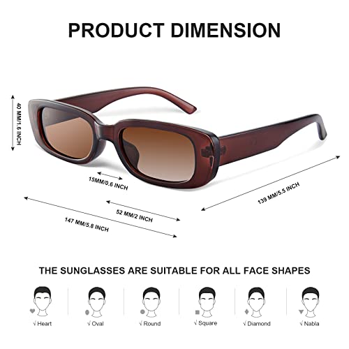 Image of JASPIN Rectangle Sunglasses for Women Men Trendy Y2k Retro 90s Sun Glasses UV Protection Cool Square Frame