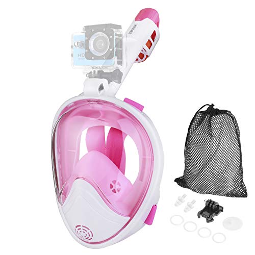 HOVNEE Máscara de Buceo,Máscara Snorkel Máscara para Buceo 180 ° tecnología panoránica, la Máscara de Snorkel de cámara Instalable para los Adultos,Adecuado para Interiores y Exteriores (Rosa, S/M)