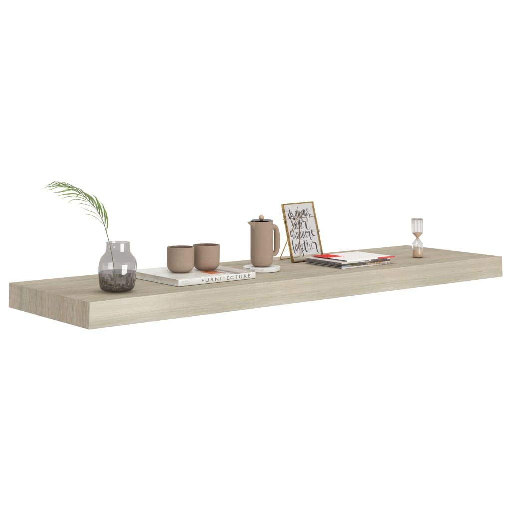 Estantería flotante con aspecto de roble, 90 x 23,5 x 3,8 cm, MDF, con soporte invisible, aspecto de madera, para dormitorio, baño, salón, soporta hasta 10 kg