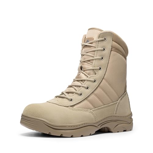 NORTIV 8 NORTIV 8 Steel Toe Boots for Men Safety Industrial & Construction Military Work Boots Slip Resistant ASTM F2413-18, TROOPER-STL,Size 11,Sand,TROOPER-STEEL