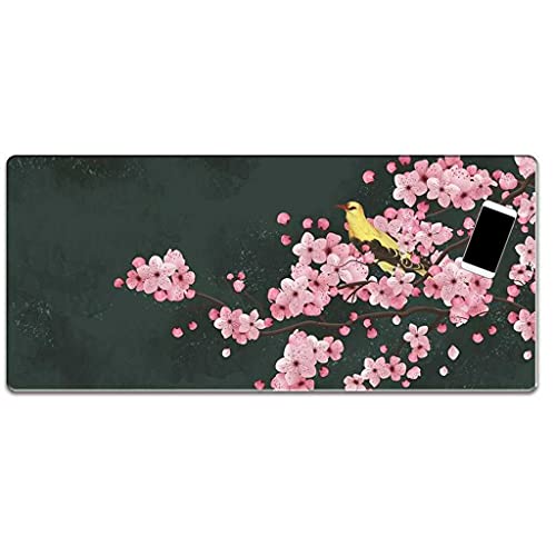 Tapis de souris XXL fleurs roses évite les glissements sur bureau gamer PC